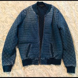 Quilted lined chambray bomber jacket